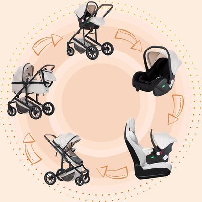 Luxe 3-in-1 Baby Kinderwagen – Veilig, Comfortabel & Stijlvol Reizen