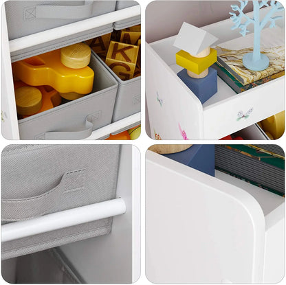 Baby Essential Speelgoedrek met 9 Opbergladen – Wit Houten Boekenkast