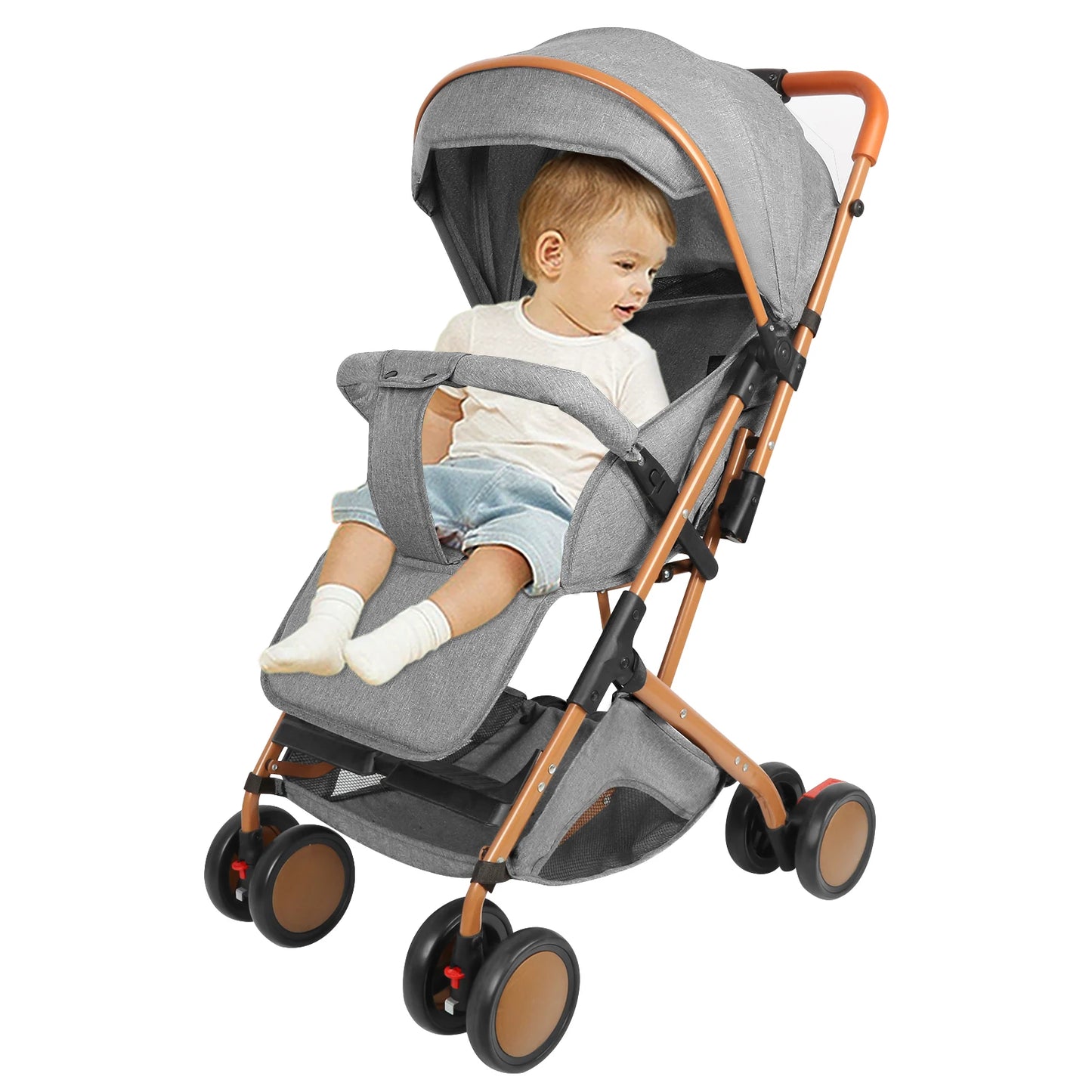 Baby Essential Foldable Stroller with Mosquito Net & Basket