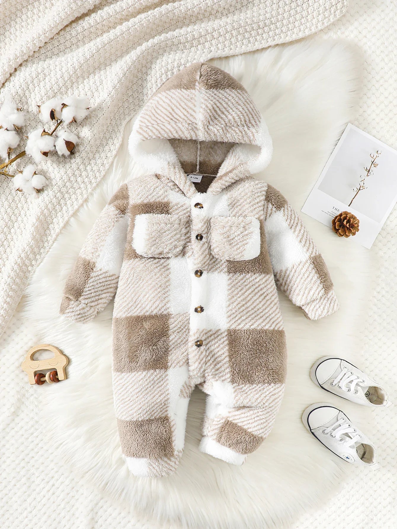 Warme Baby Romper met Capuchon – Unisex Winter Comfort