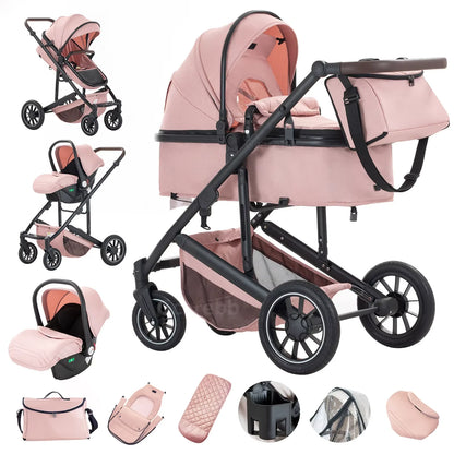 Luxe 3-in-1 Baby Kinderwagen – Veilig, Comfortabel & Stijlvol Reizen