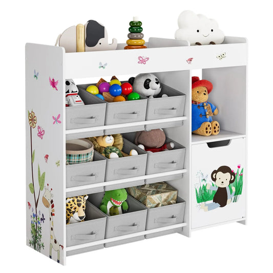 Baby Essential Speelgoedrek met 9 Opbergladen – Wit Houten Boekenkast