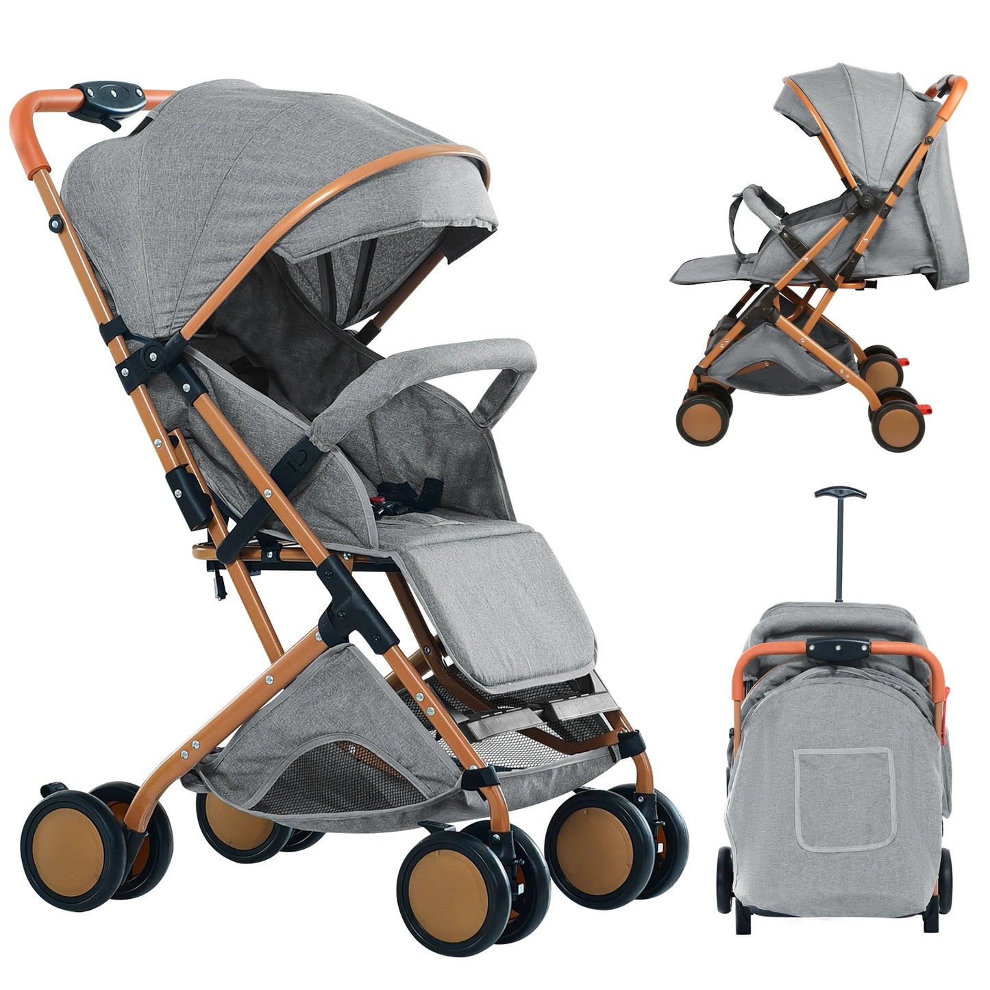 Baby Essential Foldable Stroller with Mosquito Net & Basket