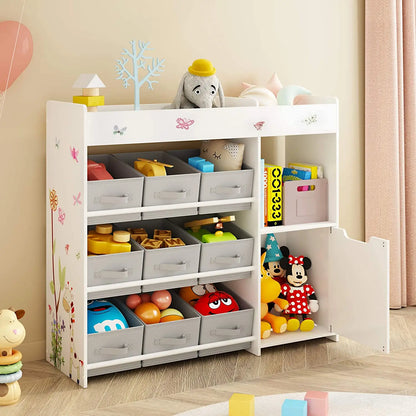 Baby Essential Speelgoedrek met 9 Opbergladen – Wit Houten Boekenkast